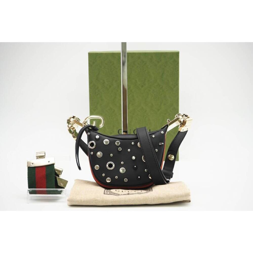 GUCCI leather studded shoulder bag